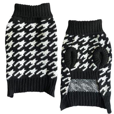 Zack & Zoey Houndstooth Knit Turtleneck Swter -Medium-Dog-Zack & Zoey-PetPhenom