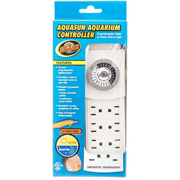 Zoo Med Aquatic AquaSun Aquarium Controller Timer & Powerstrip, 8 Outlet Powerstrip with 24 Hour Timer-Fish-Zoo Med-PetPhenom