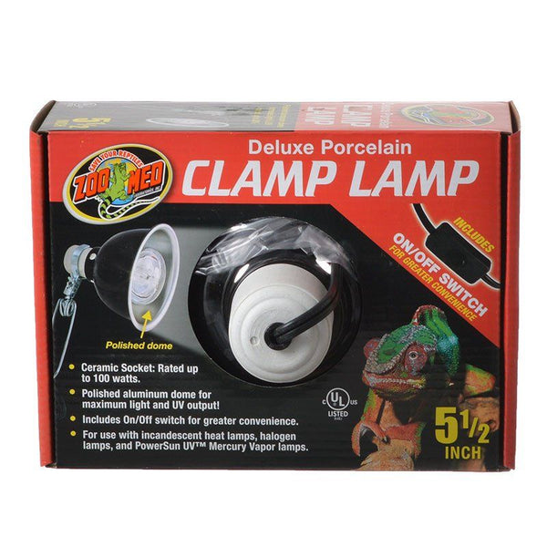 Zoo Med Delux Porcelain Clamp Lamp - Black, 100 Watts (5.5" Diameter)-Small Pet-Zoo Med-PetPhenom