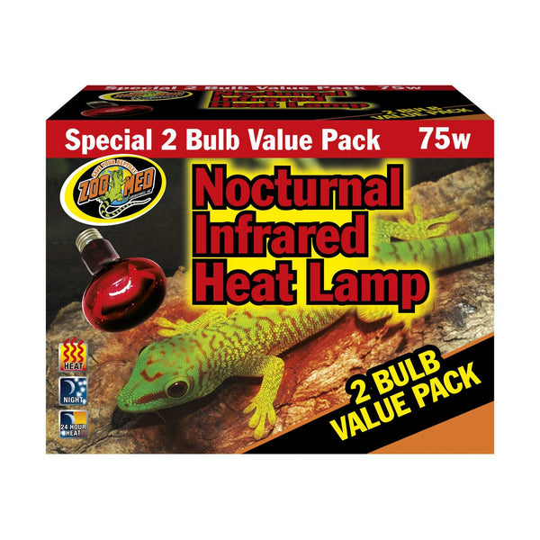 Zoo Med Nocturnal Infrared Heat Lamp, 75 watt - 2 count-Small Pet-Zoo Med-PetPhenom
