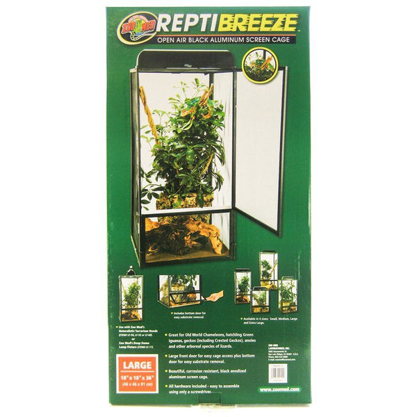 Zoo Med Reptibreeze Open Air Aluminum Screen Cage - Black, Large (18"L x 18"W x 36"H)-Small Pet-Zoo Med-PetPhenom