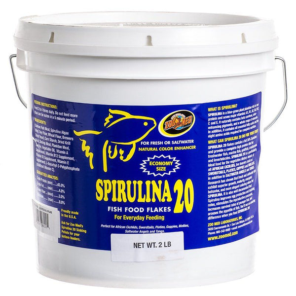 Zoo Med Spirulina 20 Flakes Fish Food, 2 lbs-Fish-Zoo Med-PetPhenom