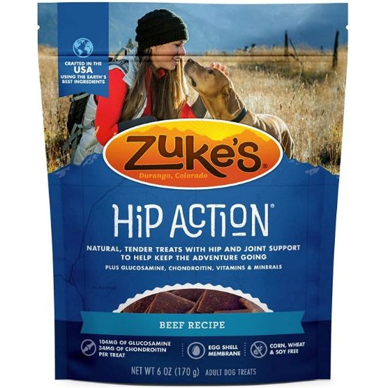 Zukes Hip Action Hip & Joint Supplement Dog Treat - Roasted Beef Recipe, 6 oz-Dog-Zukes-PetPhenom