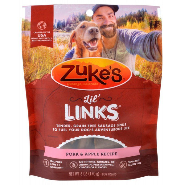 Zukes Lil' Links Dog Treat - Pork & Apple Recipe, 6 oz-Dog-Zukes-PetPhenom