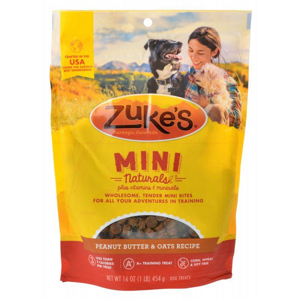 Zukes Mini Naturals Dog Treats - Peanut Butter & Oats Recipe, 1 lb-Dog-Zukes-PetPhenom