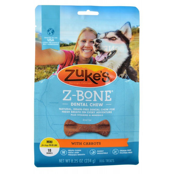 Zukes Z-Bones Dental Chews - Clean Carrot Crisp, Mini (18 Pack - 9 oz)-Dog-Zukes-PetPhenom