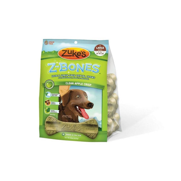 Zuke's Z-Bones Grain Free Edible Dental Chews Clean Apple Crisp 6 count Large-Dog-Zuke's-PetPhenom