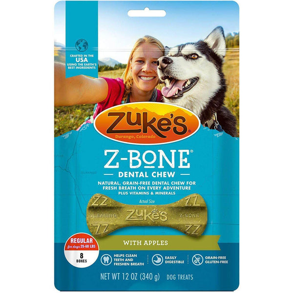 Zuke's Z-Bones Grain Free Edible Dental Chews Clean Apple Crisp 8 count Medium-Dog-Zuke's-PetPhenom