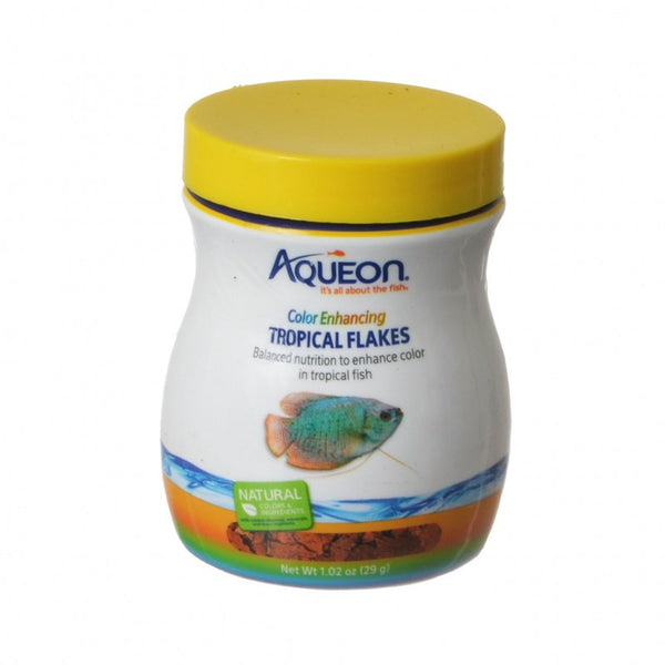 Aqueon Color Enhancing Tropical Flakes Fish Food, 6.12 oz (6 x 1.02 oz)