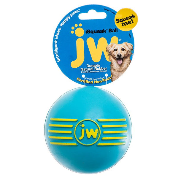 JW Pet iSqueak Ball Rubber Dog Toy Assorted Colors, Large - 16 count