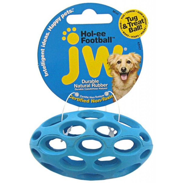 JW Pet Hol-ee Football Rubber Dog Toy Mini, 6 count