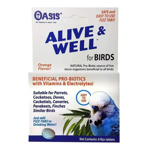Oasis Alive and Well, Stress Preventative and Pro-Biotic Tablets for Birds, 6 count