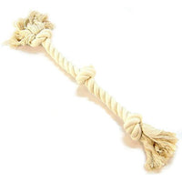 Mammoth Pet Flossy Chews 3 Knot Rope Tug Toy for Dogs White, Medium - 6 count