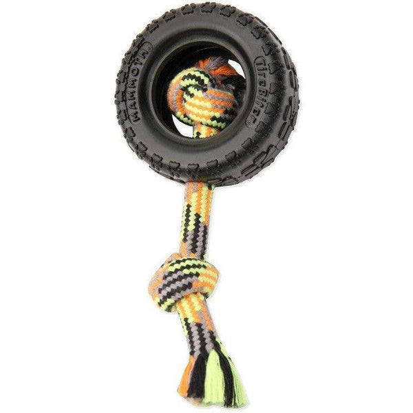 Mammoth Pet Tire Biter II Dog Toy with Rope, Small - 6 count