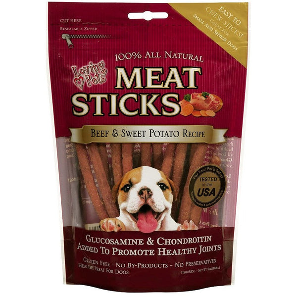 Loving Pets Meat Sticks Beef and Sweet Potato, 90 oz (18 x 5 oz)