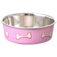 Loving Pets Bella Bowl with Rubber Base Coastal Pink, 3 count