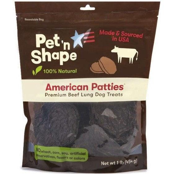 Pet n Shape Natural American Patties Beef Lung Dog Treats, 3 lb (3 x 1 lb)