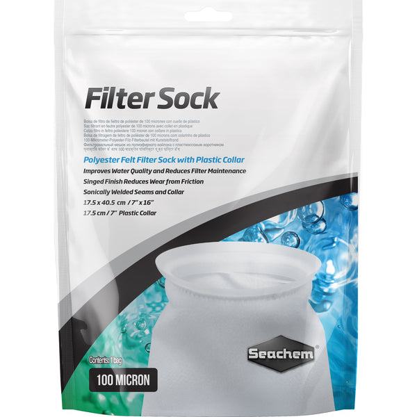 Seachem Filter Sock Polyester Felt Filter Sock with Plastic Collar for Aquariums, Large - 6 count