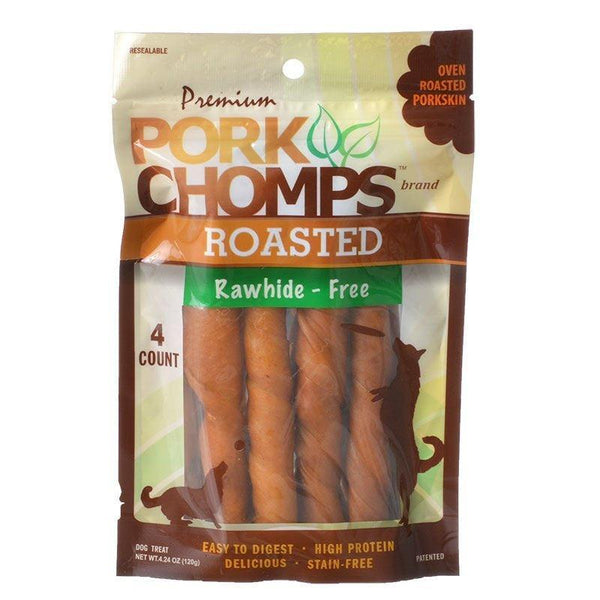 Pork Chomps Premium Roasted Rawhide-Free Porkskin Twists Large, 72 count (18 x 4 ct)