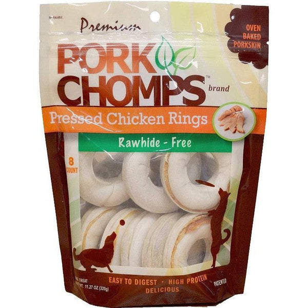 Pork Chomps Pressed Chicken Rings Dog Treats, 32 count (4 x 8 ct)