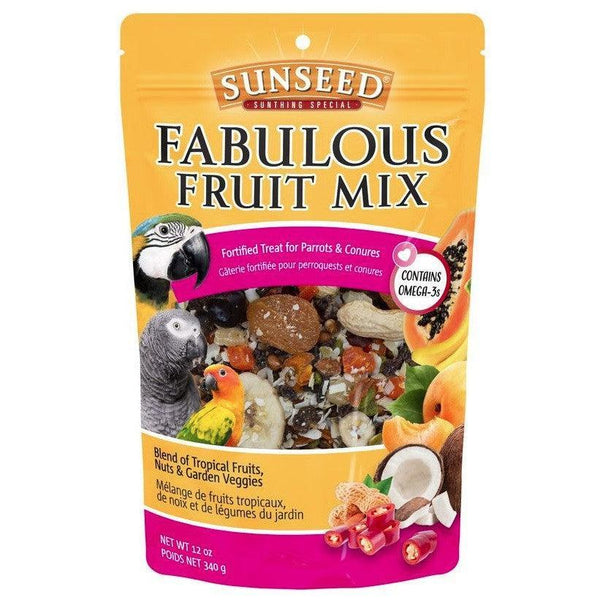 Sunseed Fabulous Fruit Mix Fortified Treat for Parrots and Conures, 72 oz (6 x 12 oz)