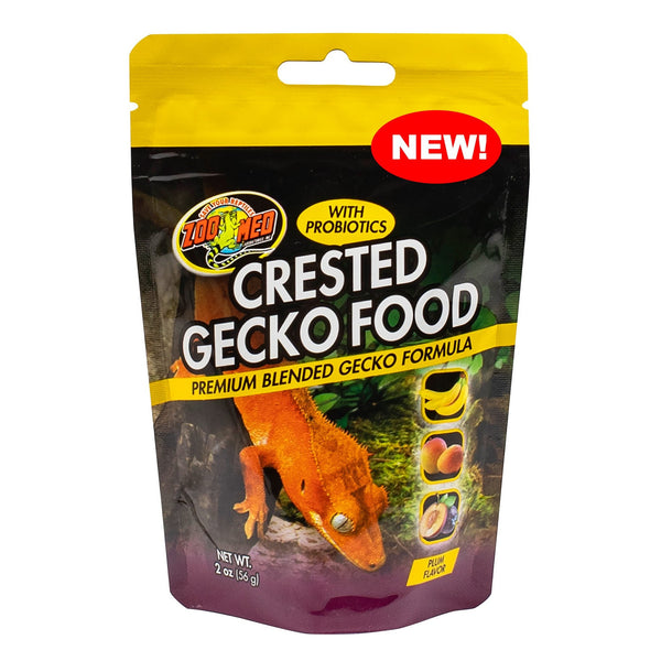 Zoo Med Crested Gecko Food with Probiotics Premium Blended Gecko Formula Plum Flavor, 8 oz (4 x 2 oz)