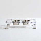 Hiddin Clear Double Dog Bowl Glam Feeder with Silver Bowls-Dog-Hiddin.co-PetPhenom