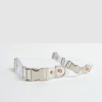 Hiddin Clear Dog Collar with Metal Accents | Options-Dog-Hiddin.co-X Small | 4-9" neck-Brass | Chrome-PetPhenom