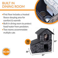 K&H Pet Products Outdoor Two-Story Kitty House with Dining Room Heated Gray 22" x 27" x 27"-Cat-K&H Pet Products-PetPhenom
