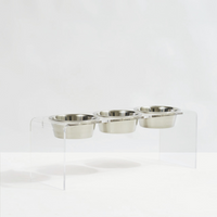 Hiddin Tall Clear Triple Dog Bowl Feeder with Silver Bowls-Dog-Hiddin.co-PetPhenom