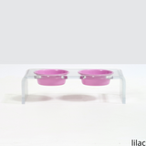 Hiddin Clear Double Cat Bowl Feeder with Color Bowls | Options-Cat-Hiddin.co-1 Pint Bowls-Pastel Pink-PetPhenom