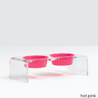 Hiddin Clear Double Dog Bowl Feeder with Color Bowls | Options-Dog-Hiddin.co-1 Pint-Pastel Pink-PetPhenom