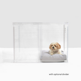 Hiddin Clear Dog Crate to Gate | Medium-Dog-Hiddin.co-Chrome-No Divider-PetPhenom