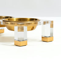 Hiddin Clear Double Dog Bowl Glam Feeder with Gold Bowls-Dog-Hiddin.co-PetPhenom