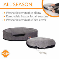 K&H Pet Products Thermo-Snuggly Sleeper Heated Pet Bed Medium Gray 26" x 20" x 5"-Dog-K&H Pet Products-PetPhenom