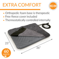 K&H Pet Products Lectro-Soft Outdoor Heated Pet Bed Large Gray 25" x 36" x 1"-Dog-K&H Pet Products-PetPhenom