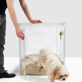 Hiddin Clear Dog Crate to Gate | Medium-Dog-Hiddin.co-Chrome-No Divider-PetPhenom