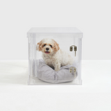 Hiddin Clear Dog Crate to Gate | Small-Dog-Hiddin.co-Chrome-PetPhenom