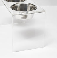 Hiddin Tall Clear Triple Dog Bowl Feeder with Silver Bowls-Dog-Hiddin.co-PetPhenom