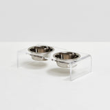 Hiddin Small Clear Double Dog Bowl Feeder with Silver Bowls-Dog-Hiddin.co-PetPhenom