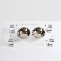 Hiddin Clear Double Dog Bowl Glam Feeder with Silver Bowls-Dog-Hiddin.co-PetPhenom